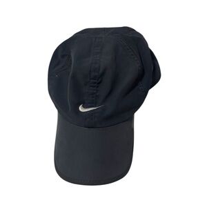 Nike one size fits most black hat with white accents in great condition!